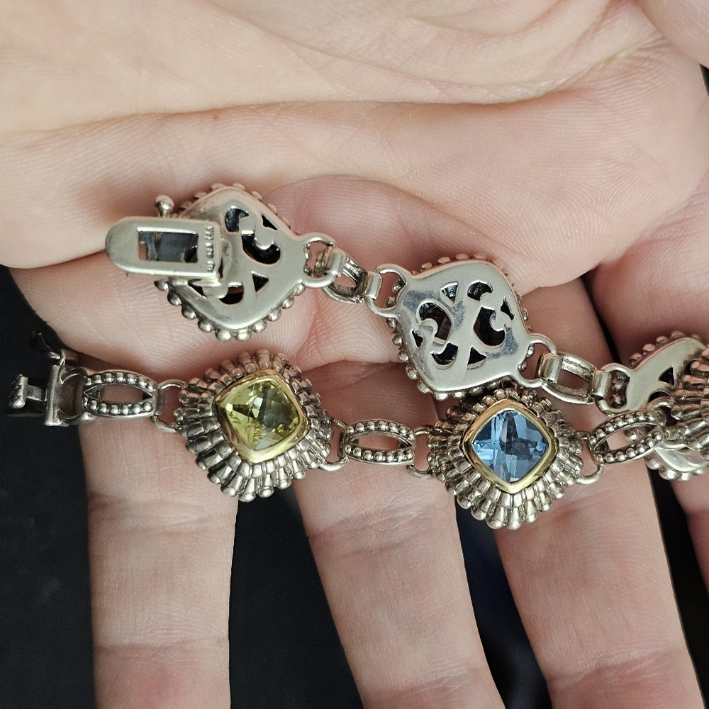 14k & 925 genuine gemstone bracelet - Picture 3 of 8
